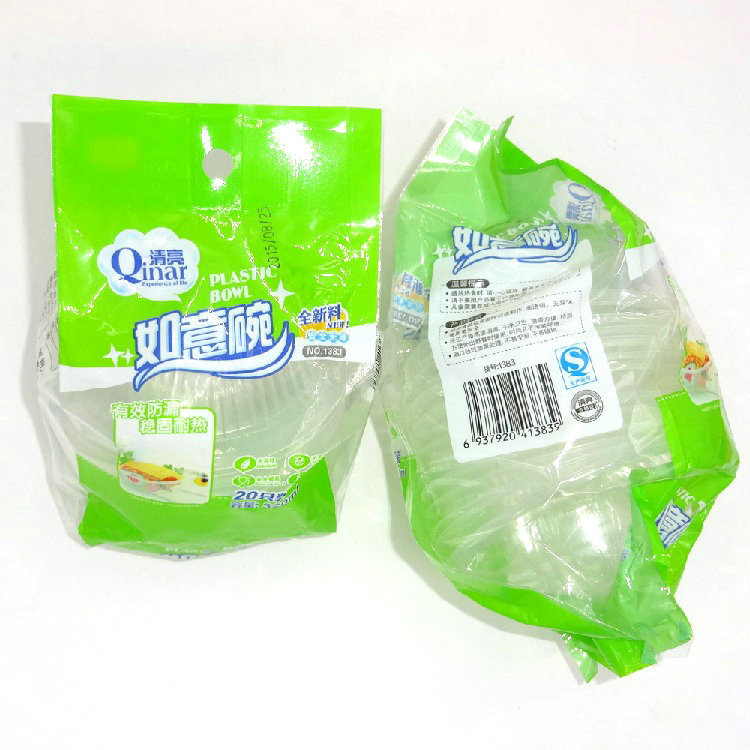 Boluri de unică folosință transparente, pachet de 20 bucăți, din plastic întărit, pentru mâncare la pachet (take-out), boluri pentru orez și supă, en gros