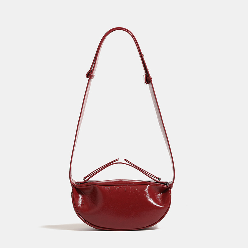 Crvena vintage dumpling mini torbica za ramenu, za žene, crossbody, stil Saddle bag