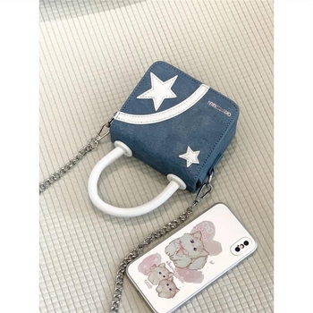 Nišni dizajn torba preko ramena s denim zvijezdom – mini lančana torbica, luksuzan dojam