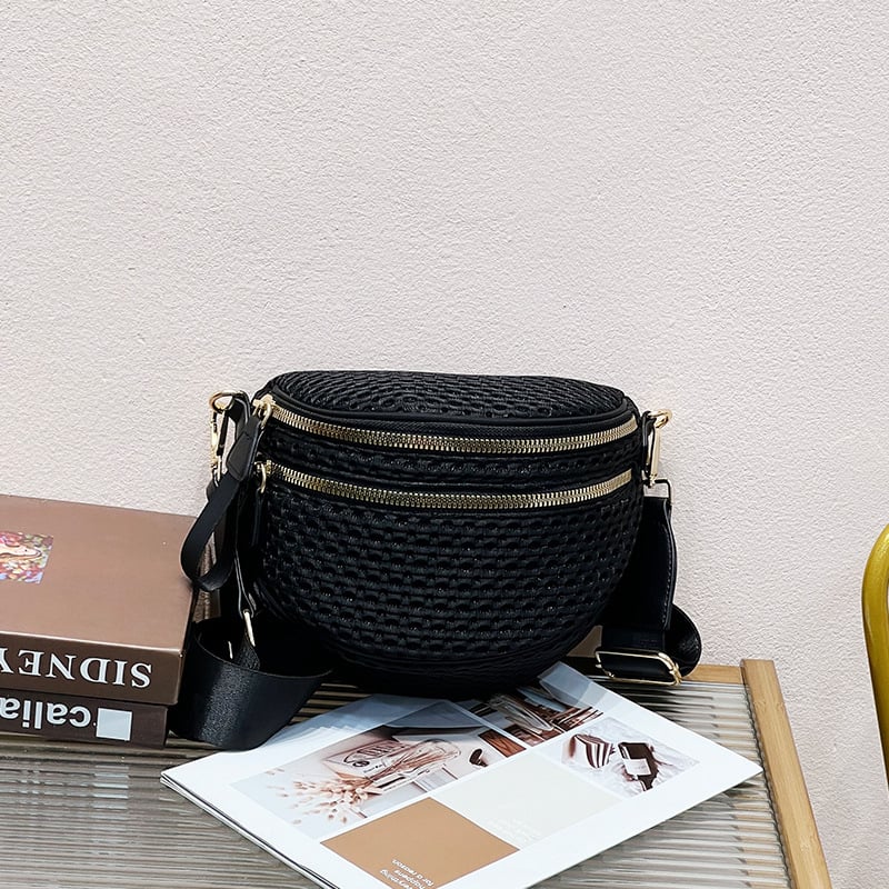 Poliesterska torba tipa sedlo preko ramena, lagana i mekana mrežasta torba, mala veličina, džep na zip, retro Hong Kong stil, ljeto 2023