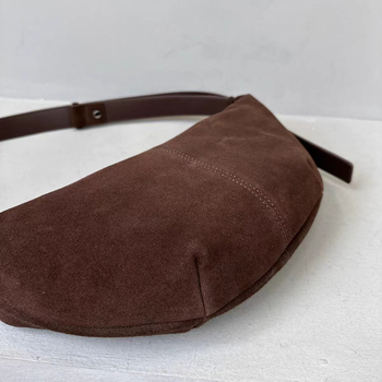 Ženska torbica za jesen-zimu od velura i kože teladi, oblika dumpling, nošenje ispod ruke, preko ramena ili crossbody