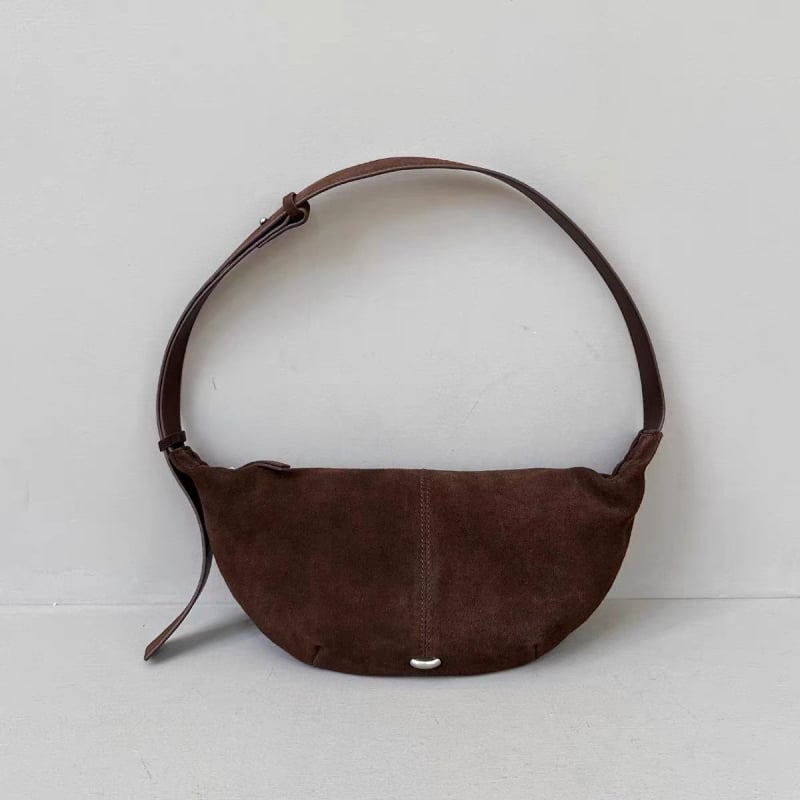 Ženska torbica za jesen-zimu od velura i kože teladi, oblika dumpling, nošenje ispod ruke, preko ramena ili crossbody