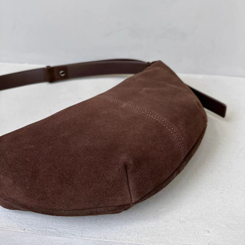 Ženska torbica za jesen-zimu od velura i kože teladi, oblika dumpling, nošenje ispod ruke, preko ramena ili crossbody