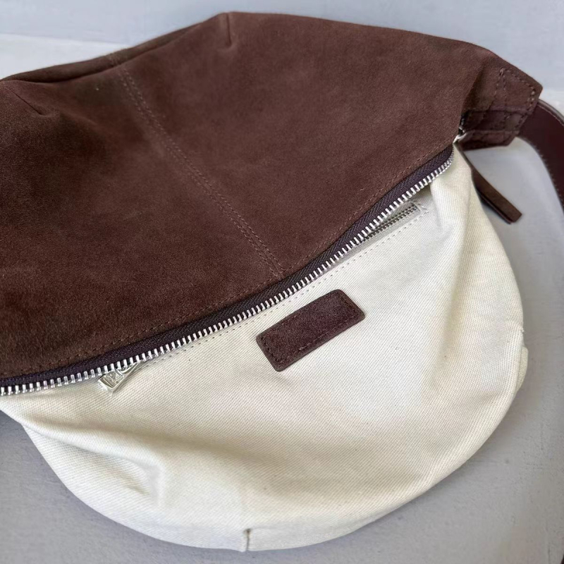 Ženska torbica za jesen-zimu od velura i kože teladi, oblika dumpling, nošenje ispod ruke, preko ramena ili crossbody