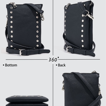 Halter-stil mini kvadratna torbica s nitima, platnen leopard uzorak, torbica za ruž i novčiće za žene