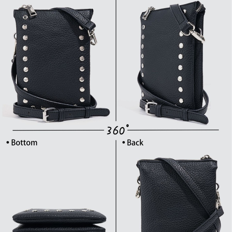 Halter-stil mini kvadratna torbica s nitima, platnen leopard uzorak, torbica za ruž i novčiće za žene