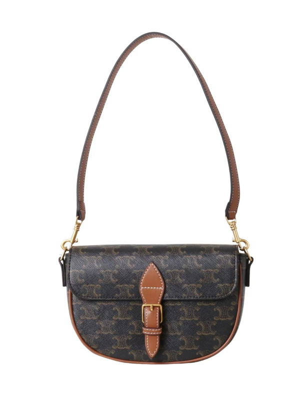 Ženska kožna saddle crossbody torbica s monogramom, vintage stil, mala kvadratna forma, model 2025