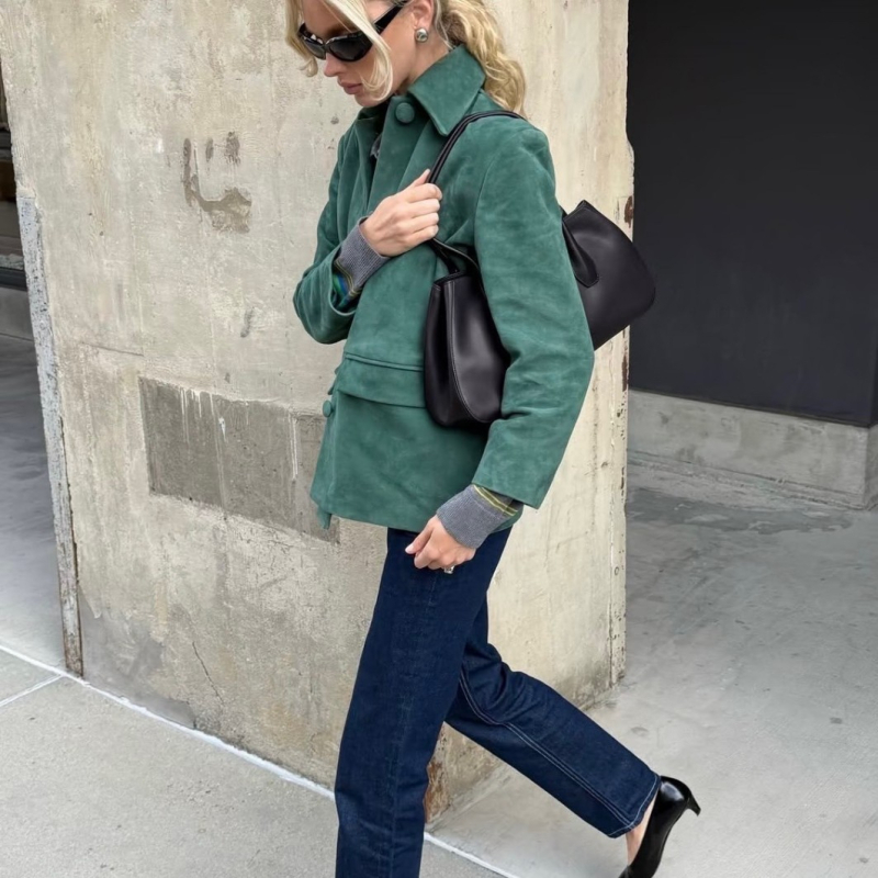 Row Saddle Bag Alger, torba preko ramena od kože prvog sloja, minimalističkog stila, dnevna tote torba za žene