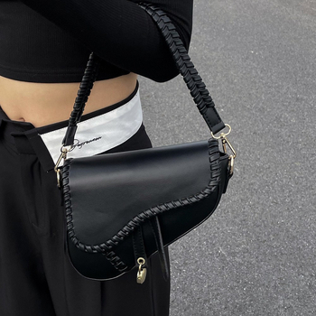 Crna PU sjedala torbica za žene, mala, crossbody, gradski stil