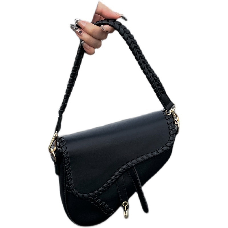 Crna PU sjedala torbica za žene, mala, crossbody, gradski stil
