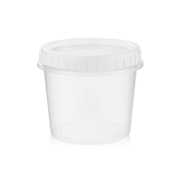 Bol circular de unica folosinta pentru supa, capac rasucitor, recipient plastic transparent pentru livrare