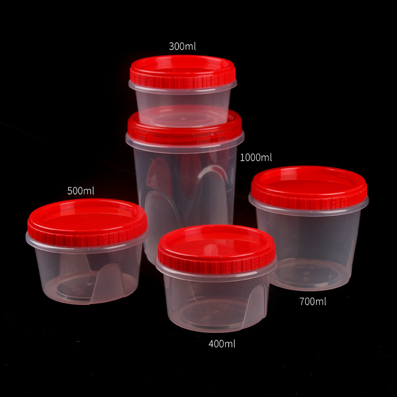 Bol circular de unica folosinta pentru supa, capac rasucitor, recipient plastic transparent pentru livrare
