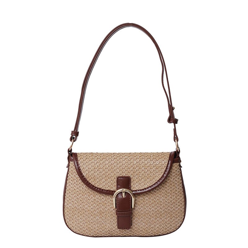 Korejska tkanina torbica tipa sedlo za žene, 2025 modna crossbody torbica s pletenim dizajnom od slame