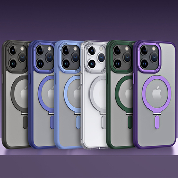 TPU zaštitno kućište za iPhone s magnetskim stalkom i nevidljivom podrškom, prozirna oslonac, prilagodljivo