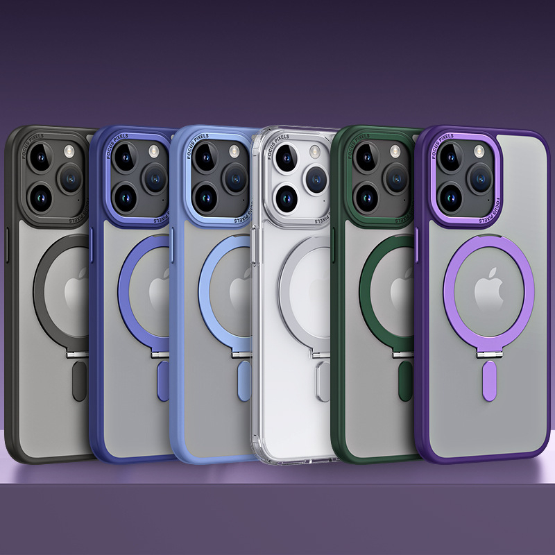 TPU zaštitno kućište za iPhone s magnetskim stalkom i nevidljivom podrškom, prozirna oslonac, prilagodljivo