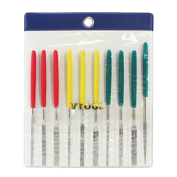VTOOL set mic de fișiere din aliaj de diamant, forme variate, finisare fină, fișier plat înclinant mic PTF-10