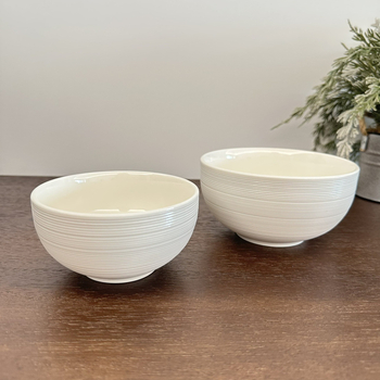 Bol ceramic, seria White Thread, rotund, compatibil cu microunde, potrivit pentru orez și tăiței