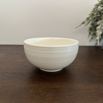 Bol ceramic, seria White Thread, rotund, compatibil cu microunde, potrivit pentru orez și tăiței