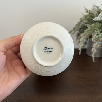 Bol ceramic, seria White Thread, rotund, compatibil cu microunde, potrivit pentru orez și tăiței