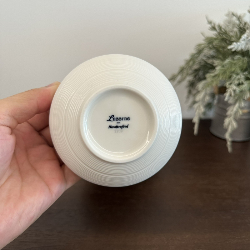 Bol ceramic, seria White Thread, rotund, compatibil cu microunde, potrivit pentru orez și tăiței