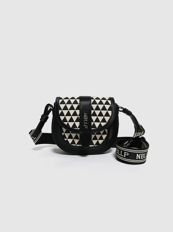 Ženska crno-bijela geometrijska sedlasta torba, svestrana crossbody torba, boutique dizajn, Instagram stil