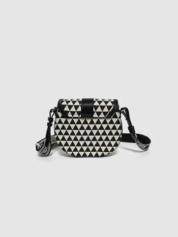 Ženska crno-bijela geometrijska sedlasta torba, svestrana crossbody torba, boutique dizajn, Instagram stil