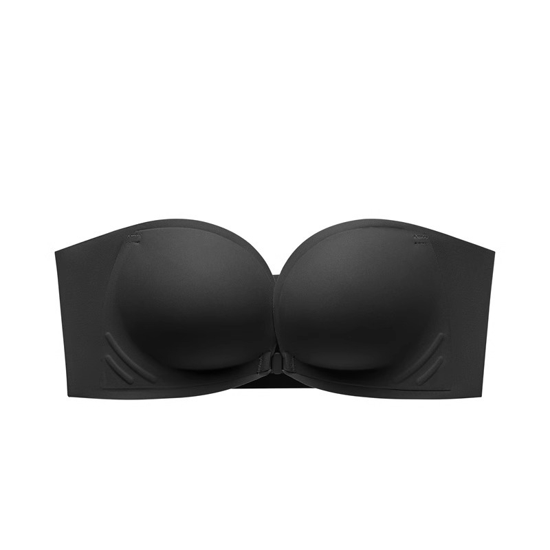 Sutien bez naramenica s prednjim zatvaračem, push-up, protivklizni, bezšivni, fiksna čašica, za jedno rame