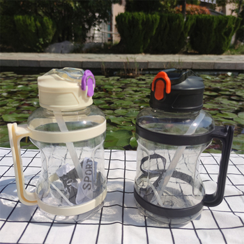 Sticlă de apă din plastic, capacitate mare, unisex, pentru sport și fitness, portabilă, rezistentă la căderi, cu pai