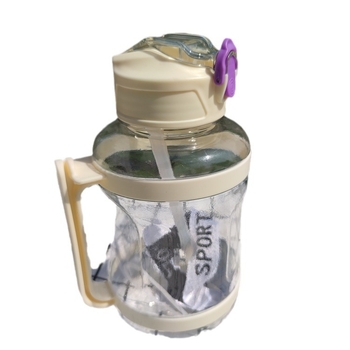 Sticlă de apă din plastic, capacitate mare, unisex, pentru sport și fitness, portabilă, rezistentă la căderi, cu pai