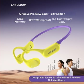 Langston Bluetooth slušalice s kostnom provodljivosti, otvorenog dizajna, bežične za trčanje, vožnju biciklom i fitness; stereo, Bluetooth 5.4; više od 8 sati trajanja baterije; silikon materijal