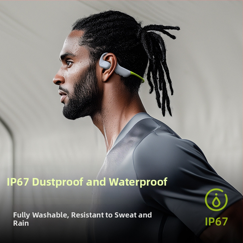Langston Bluetooth slušalice s kostnom provodljivosti, otvorenog dizajna, bežične za trčanje, vožnju biciklom i fitness; stereo, Bluetooth 5.4; više od 8 sati trajanja baterije; silikon materijal