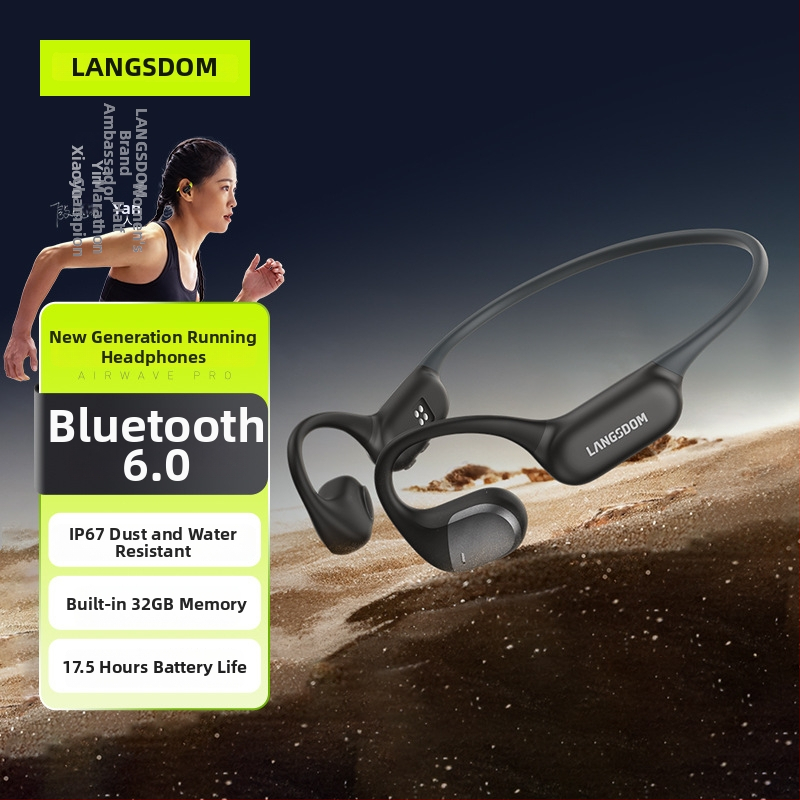 Langston Bluetooth slušalice s kostnom provodljivosti, otvorenog dizajna, bežične za trčanje, vožnju biciklom i fitness; stereo, Bluetooth 5.4; više od 8 sati trajanja baterije; silikon materijal