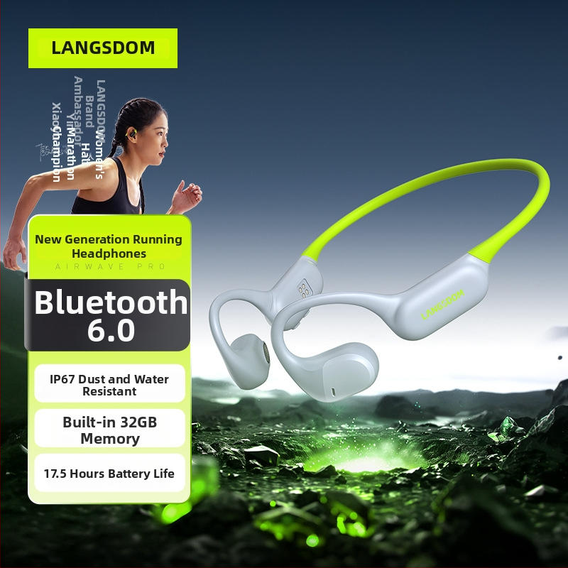 Langston Bluetooth slušalice s kostnom provodljivosti, otvorenog dizajna, bežične za trčanje, vožnju biciklom i fitness; stereo, Bluetooth 5.4; više od 8 sati trajanja baterije; silikon materijal