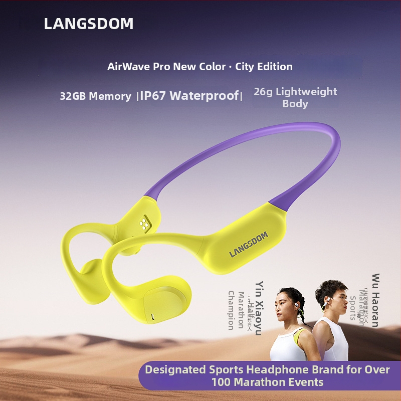 Langston Bluetooth slušalice s kostnom provodljivosti, otvorenog dizajna, bežične za trčanje, vožnju biciklom i fitness; stereo, Bluetooth 5.4; više od 8 sati trajanja baterije; silikon materijal