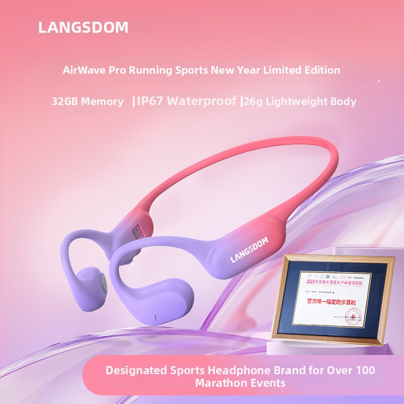 Langston Bluetooth slušalice s kostnom provodljivosti, otvorenog dizajna, bežične za trčanje, vožnju biciklom i fitness; stereo, Bluetooth 5.4; više od 8 sati trajanja baterije; silikon materijal