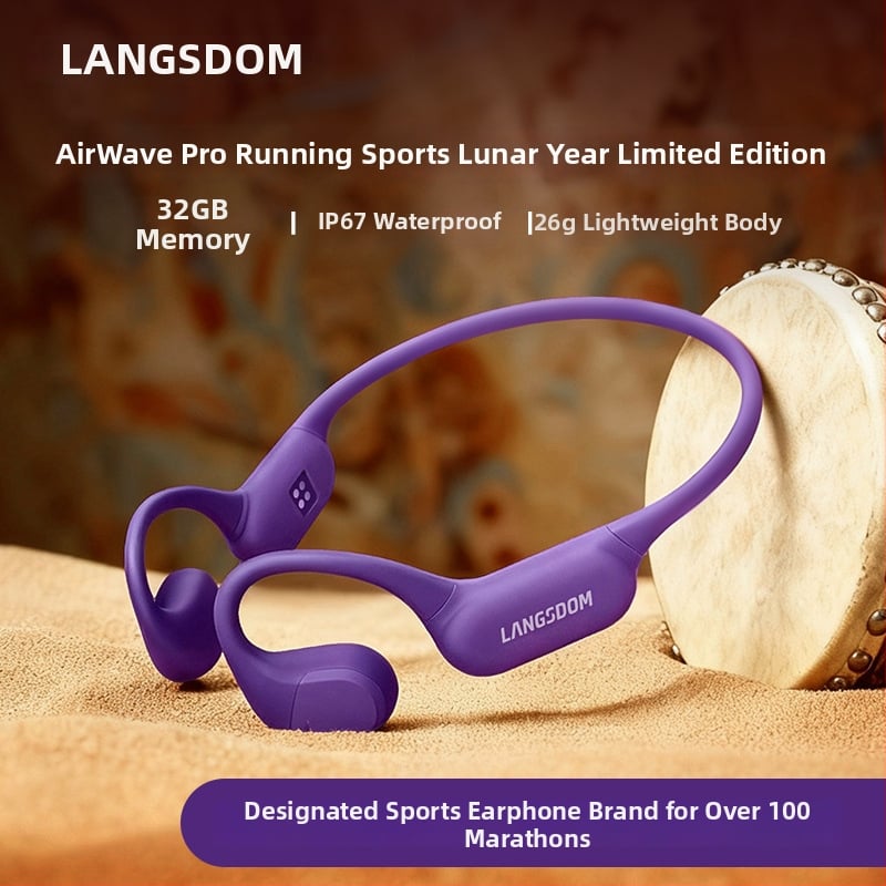 Langston Bluetooth slušalice s kostnom provodljivosti, otvorenog dizajna, bežične za trčanje, vožnju biciklom i fitness; stereo, Bluetooth 5.4; više od 8 sati trajanja baterije; silikon materijal