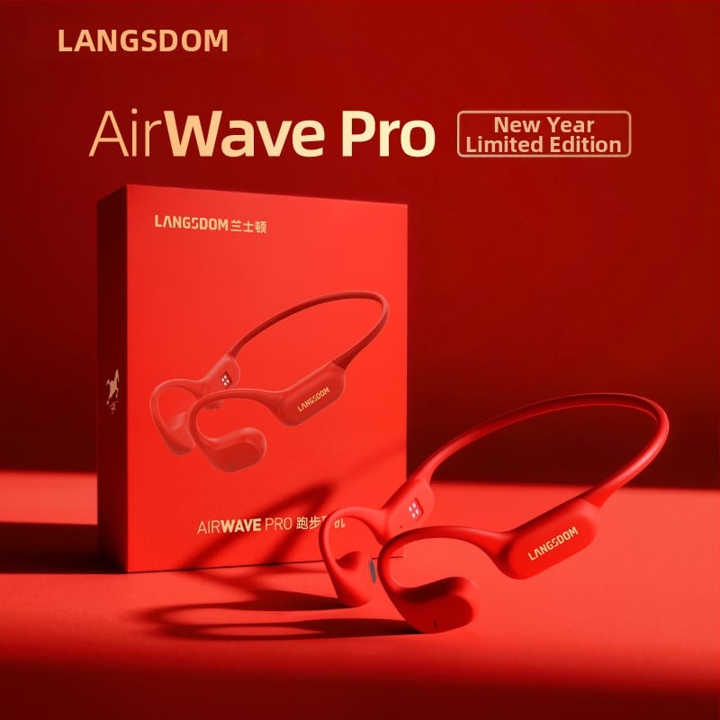 Langston Bluetooth slušalice s kostnom provodljivosti, otvorenog dizajna, bežične za trčanje, vožnju biciklom i fitness; stereo, Bluetooth 5.4; više od 8 sati trajanja baterije; silikon materijal
