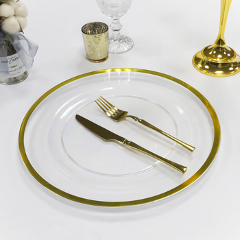 Farfurii decorative din plastic de unică folosință aurii pentru nunți, hoteluri și petreceri – farfurie pentru fructe
