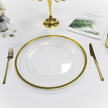 Farfurii decorative din plastic de unică folosință aurii pentru nunți, hoteluri și petreceri – farfurie pentru fructe