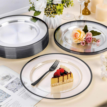 Farfurii decorative din plastic de unică folosință aurii pentru nunți, hoteluri și petreceri – farfurie pentru fructe