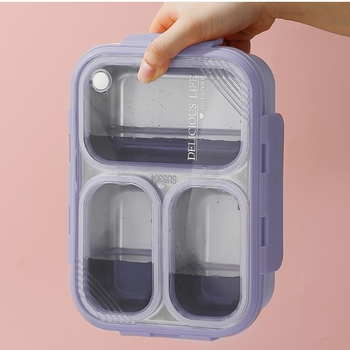 Cutie pentru prânz din oțel inoxidabil 304, nu amestecă aromele, izolare termică profundă, trei compartimente, pentru studenți și angajați