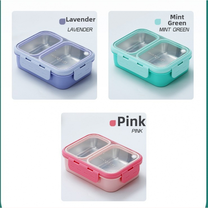Cutie pentru prânz din oțel inoxidabil 304, nu amestecă aromele, izolare termică profundă, trei compartimente, pentru studenți și angajați