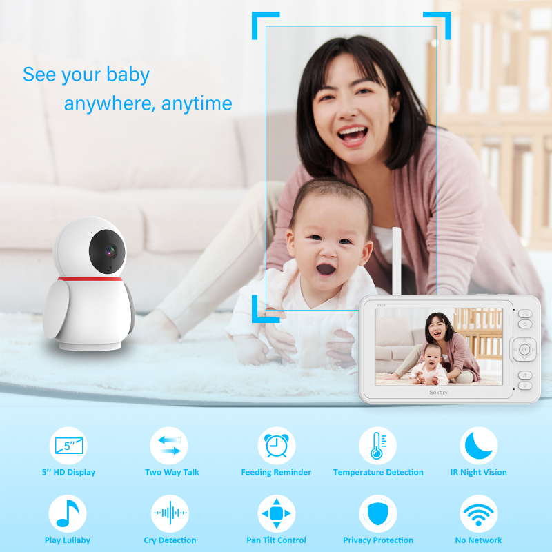 Create Vision 5-inčni LCD monitor za bebe, HD pametna nadzorna kamera