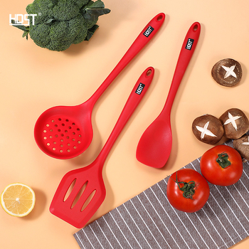 Set din silicon pentru bucătărie: spatule pentru tigăi antiaderente, spatulă cu găuri și lingură de supă – materiale alimentare, rezistente la temperaturi înalte