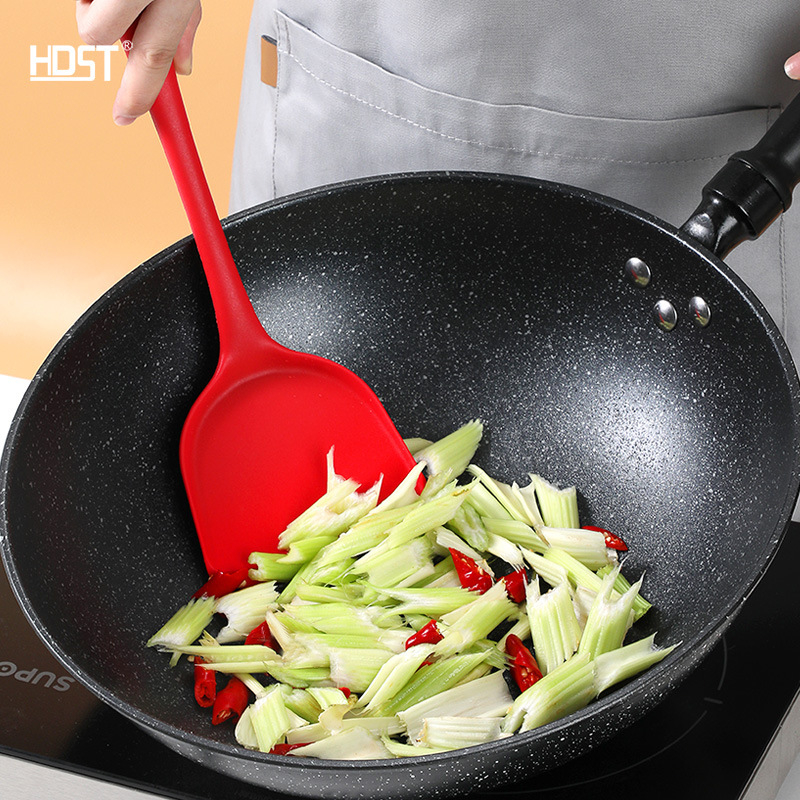 Set din silicon pentru bucătărie: spatule pentru tigăi antiaderente, spatulă cu găuri și lingură de supă – materiale alimentare, rezistente la temperaturi înalte
