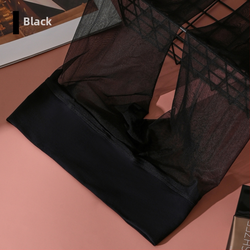 Qinghe 0.01 ultra-tanke nevidljive bešivne mat pantyhose crne, s otvorom u preponama, svileno glatke na dodir