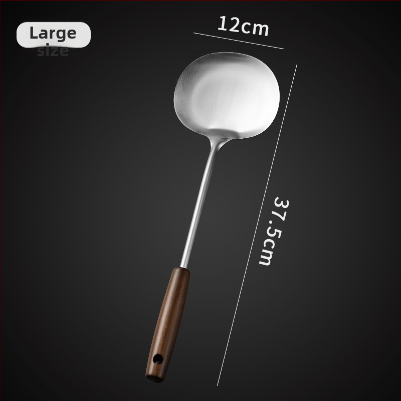 Spatulă retro pentru ciuperci, mâner din lemn, oțel inoxidabil, ustensilă de bucătărie cu mâner lung