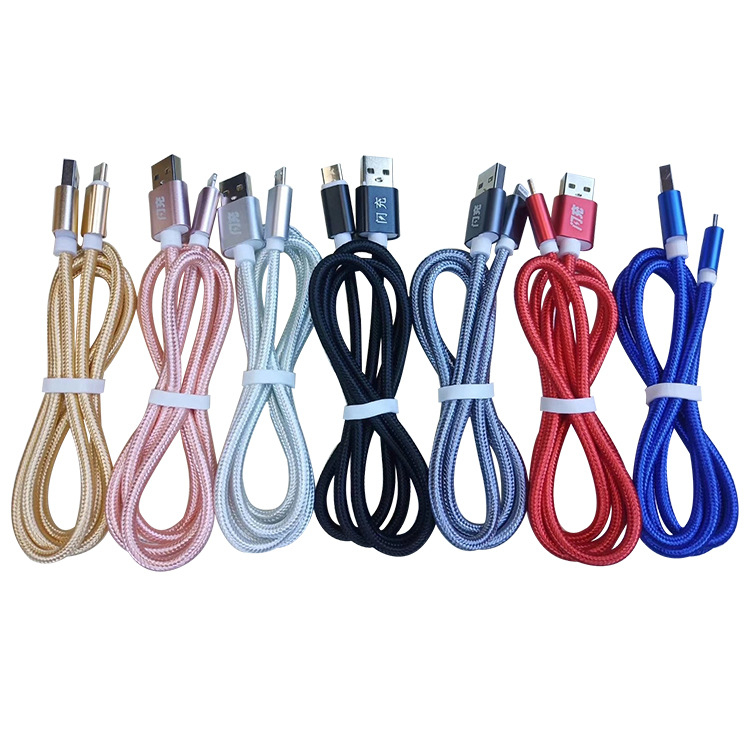 Najlonski pleteni USB kabel za punjenje i prijenos podataka s Lightning, Micro-USB i USB-C konektorima, duljine 2 m ili 3 m.