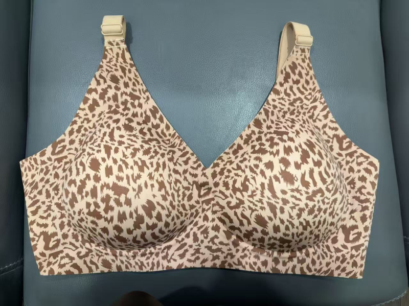 Plus-size grudnjak s leopard uzorkom, bezšivne, čvrsta košarica, udobna potpora, veliki obujam košarica, oblikovanje tijela, push-up efekt