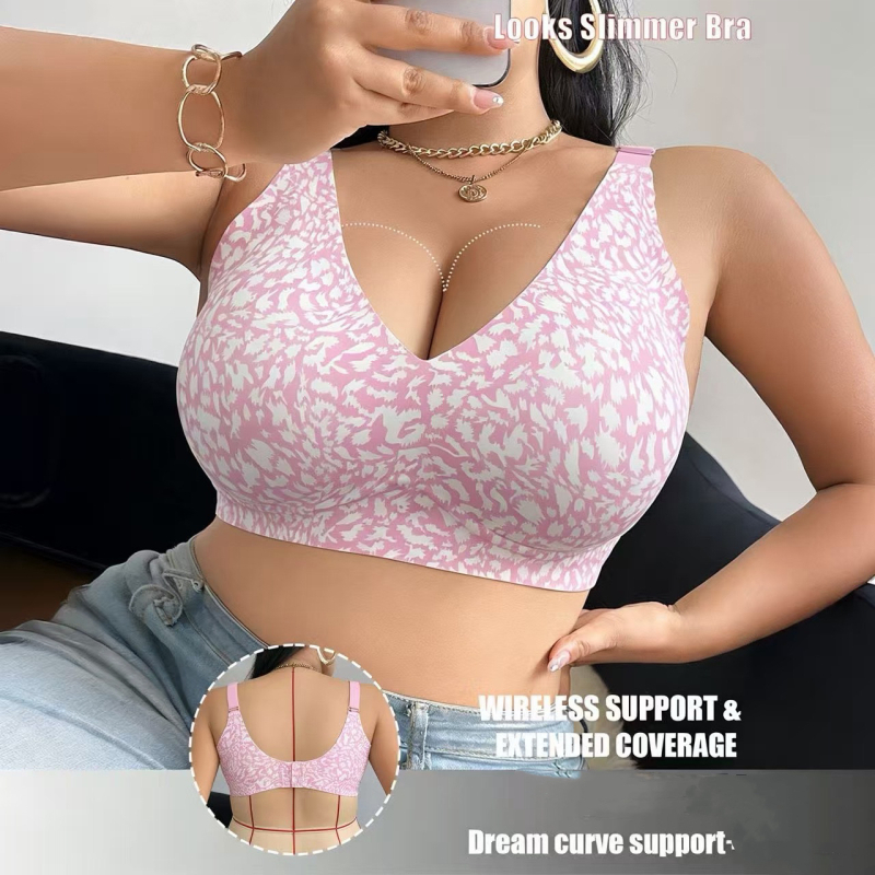 Plus-size grudnjak s leopard uzorkom, bezšivne, čvrsta košarica, udobna potpora, veliki obujam košarica, oblikovanje tijela, push-up efekt